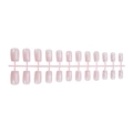 Winter press-on nails with white snowflakes, bows and French design in light pink - White Snowflake Bow French Style (XG-101-63)