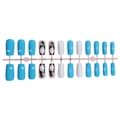 Winter Christmas press-on nails with Santa gnome and snowflake patterns in blue and white - Christmas Gnome Sweater Texture Style (XL-102-59)