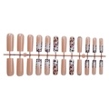 Long almond press on nails with gradient leopard print and rhinestones 24pcs set - Pink Gradient Leopard Print Rhinestone Style (XL-102-90)