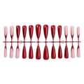 Unghie finte stiletto lucide rosso scuro con elegante design French manicure - Giunzione Francese Rosso Scuro e Rosa Nudo (XL-102-82)