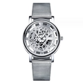Modieus herenhorloge met skeletontwerp, zilveren mesh-band en Romeinse cijfers - Zilver