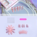 Unghie finte stiletto rosa con strass di lusso, inclusi gel adesivo e lima per unghie - Stile Stiletto Lungo Rosa Con Strass Completi (GZ-10-22)