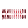 Christmas press-on nails with red glitter, French tips, snowflakes, and candy cane stripes - Christmas Red Snowflake Style (XA-100-99)