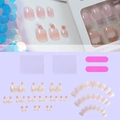 Pink and white gradient nail kit with 48pcs press-on nails for fingers and toes with tools - Pink White Gradient Hand and Foot Nail Set (XD-90-07)