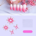 Pink and white gradient oval press-on nails set with rhinestones and manicure tools - Pink White Ombre With Rhinestones Style (XD-93-94)