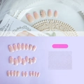 Pink French press-on nails set with 3D floral accents and rhinestones on lace background - Pink French 3D Floral Style (XH-95-57)