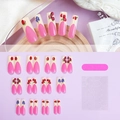 Unghie finte lunghe French rosa con decorazioni alla frutta e kit per manicure - Stile Stampa Frutta Francese Rosa (GZ-10-36)