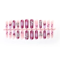 Faux ongles cercueil longs avec dégradé rose, étoiles en métal et perles - Style Étoile Coeur Dégradé Rose Violet (GZ-10-34)