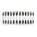 Dark aesthetic long almond press-on nails with black gradient and silver butterfly charms - Black Gradient Butterfly Style (GZ-10-85)