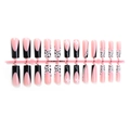 Uñas postizas de leopardo rosas y negras con pegatinas de flores blancas y diamantes de color - Estilo Floral Leopardo Rosa Negro Con Diamantes (XM-98-11)