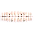 Faux ongles amande motif clown avec impressions d'étoiles de cirque sur base rose - Style Amande à Motif de Clown Vintage (XE-96-52)