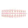 Unghie finte a mandorla stile francese rosa e bianco con eleganti onde dorate - Forma a Mandorla / Bordo Bianco Francese Motivo Oro (XM-98-87)