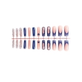 Extra long almond fake nails with blue fluid art and 3D planet charms for women - Blue Pink Planet Style (XE-90-24)
