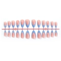 Faux ongles amande bleu français avec base nude et design 3D élégant pour femmes - Vague Française Bleue (XM-98-47)