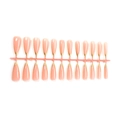 Faux ongles longs effilés rose nude avec pointes françaises en V dorées brillantes - Style Stiletto Long à Pointe Française Dorée (XA-100-04)