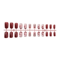 24-piece Christmas press-on nails featuring red matte finish with reindeer and hat designs - Red Reindeer Christmas Hat Style (XA-100-06)