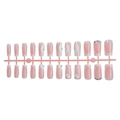 24pcs French tip nude press-on nails set with 3D white flowers and sparkling rhinestones - Nude Pink French Small Flower Rhinestone Style (XM-98-48)