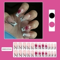 Faux ongles carrés à motif zèbre et fleurs rouges en ensemble de 24 pièces de mode - Style Français Fleur Rouge Léopard Blanc (BKS3546) (Inclut Colle Gelée & Lime)