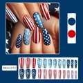 Künstliche Nägel im USA-Flaggen-Design mit roten weißen Streifen und blauen Sternen - 24 Stk (Mit Werkzeugen) / Rot Blau Streifen Sterne Stil (BKS3372)