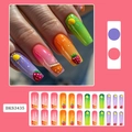 Bunte Erdbeer- und Sonnen-Aufdrucknägel Set mit langen Trapez-Farbverlaufsdesigns - Inklusive Gelee-Kleber und Reibstreifen / Bunte Erdbeere Sonne (BKS3435)