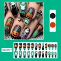 Halloween plaknagels set met ontwerpen van pompoen, zwarte kat en spinnenweb - Halloween Pompoen Spinneweb Stijl (BKS3587)