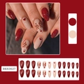 Unghie finte a mandorla rosse glitterate natalizie con renne e motivi a cuore - Renna con Glitter Rossi (BKS3627) / Colla Jelly + Lima