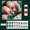 Unghie natalizie a mandorla verdi con motivi di Babbo Natale, pupazzo di neve e fiocchi - BKS3599 Babbo Natale Verde (Include Colla Jelly + Lima per Unghie)