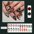 Set unghie finte mandorla natalizie con renne, pupazzi di neve e omini di pan di zenzero - Stile a Tema Natalizio (BKS3614)