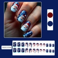 Blue Christmas press-on nails set with Santa Claus and snowflake art designs - Blue Santa Claus Snowflake (BKS3598)