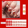 Uñas postizas de otoño con hojas de arce, degradado rojo y forma cuadrada - Estilo Diamante de Hoja de Arce de Otoño (Con Pestañas de Pegamento y Lima)