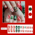Christmas press-on nails set with red and green festive patterns of trees and snowflakes - Christmas Festive Vibe Set (BKS3610)