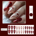 Faux ongles amande à paillettes rouges et cœurs, lot de 24 pour la Saint-Valentin - Style Coeur Pailleté Rouge (BKS3772)