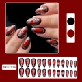 Gothic-Drucknägel in Rot und Schwarz mit silbernem Herz-Spitzenmuster und 24 Stück Set - Dunkelrotes Silberherz (BKS3729)