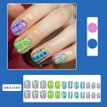 Unghie finte a pois colorati con design artistico psichedelico verde neon e rosa - Pois Colorati (BKS3488)