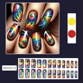Uñas postizas de mármol arcoíris con efecto galaxia brillante y acabado de alto brillo - Cielo Estrellado Colorido (BKS3215)