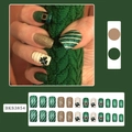 Groene en gouden glitter klaver plaknagels set voor St. Patrick's Day festival BKS3854 - Met Geleylijm + Vijl / Groen Goud Glitter Klaver Stijl (BKS3854)