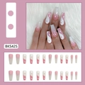 Uñas postizas largas tipo ataúd con degradado rosa y patrones yin-yang, set de 24 - Estilo Yin Yang Degradado Rosa Infinity (BKS425-Estilo de Pegamento)