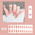 Faux ongles dégradés roses avec paillettes et strass, forme cercueil, kit 24 pièces - LF304 Paillettes Caramel (Type de Colle)