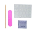 4-piece press-on nail kit with pink file, wood stick, jelly glue, and alcohol pad - XL Yellow Jelly Glue 24 Tabs - Imported 4-Piece Set