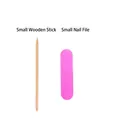 Press-on nail kit featuring a small wooden stick and a pink mini nail file tool - 2-Piece Bulk Set