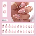 Faux ongles amande imprimé léopard avec vagues dorées et motif marbré rose kit - LF639 French Léopard Amande [Colle Gelée + Lime]