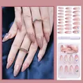 Pink gradient stiletto press-on nails set with glitter and rhinestones decorations - M102 Almond Rhinestone Nails