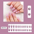 Handgefertigte lila Glitzer-Nägel zum Aufkleben mit Strasssteinen in mittellanger Sargform - Roland Pink Eiskristall-Strass (B1415)