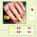 Watermelon pattern press on nails with neon green accent medium square shape set BKS1748 - Neon Watermelon Nails + 24 Jelly Glue Tabs + Mini File