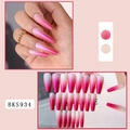 Uñas postizas largas tipo ataúd con degradado rosa mate y varios tamaños disponibles - Degradado Rosa Roja Incluye Pegamento De Gelatina Y Lima De Uñas (BKS934)
