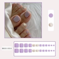 Unghie finte piedi opache viola chiaro e glitter argento per donna, modello BKS1533 - Viola Chiaro Opaco e Glitter Argento (BKS1533)