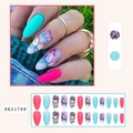 Amandelvormige kunstnagels set met vlinderpatronen en roze en blauwe kleurverloopstijl - BKS1789 Kleurrijke Vlinder (Inclusief Jelly Glue + Nagelvijl)
