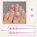 Sparkly purple marble press-on toe nails set including glitter and solid color finish - Purple Marble Glitter Style (BKS1771)
