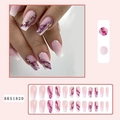 Uñas postizas mármol morado con pan de oro y degradado blanco, estilo BKS1820 - Estilo de Manchas de Pan de Oro Púrpura (BKS1820) [Incluye Pegamento de Gelatina + Lima]