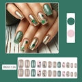 Grüne und goldene Glitzer-Kleeblatt-Nägel Set für den St. Patrick's Day Feiertag - BKS3126 Kleeblatt Künstliche Nägel (Inklusive Geleekleber und Nagelfeile)